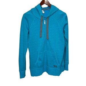 Under Armour Semi Fitted Blue 1/4 Zip Pullover Hooded Sweater Size Medium